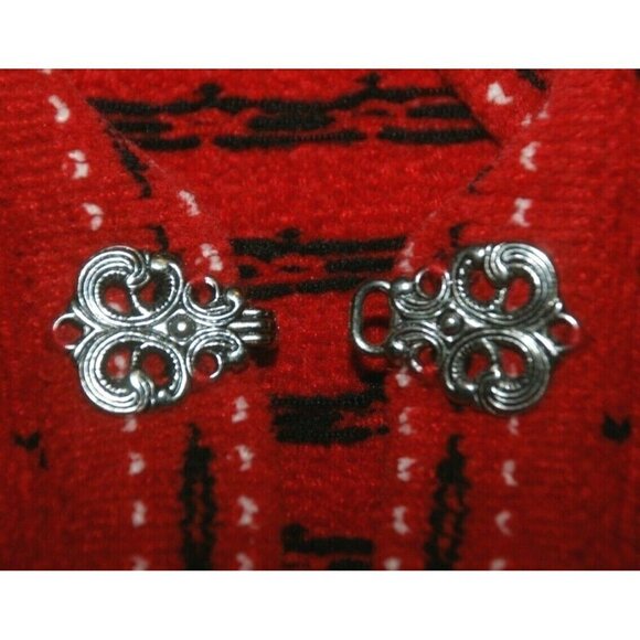 Croft & Barrow Red Nordic Fair Isle Sweater Size M Granny Core Metal Clasp Soft - Picture 4 of 10